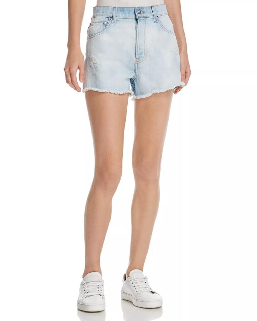 DEREK LAM 10 CROSBY Women's Drew High-Rise Denim Shorts Size 25 in Cloudy Beach